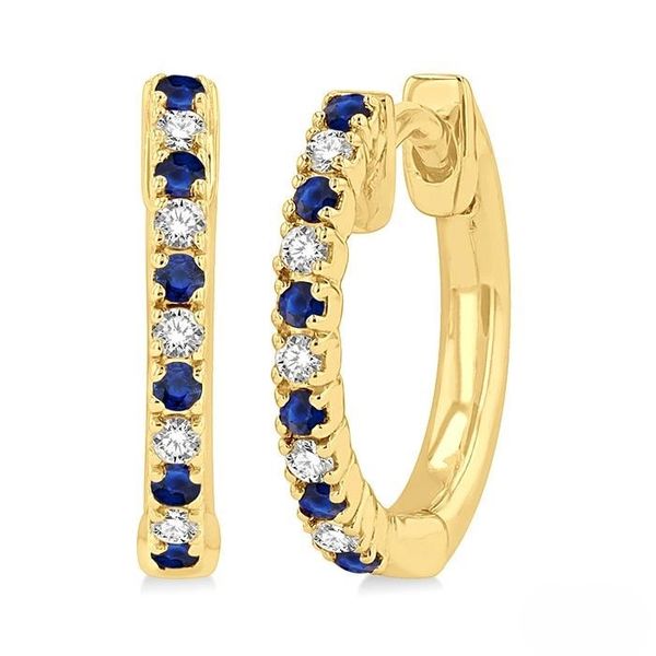 D. Geller Collection 10K Diamond and Blue Sapphire Huggies D. Geller & Son Jewelers Kennesaw, GA