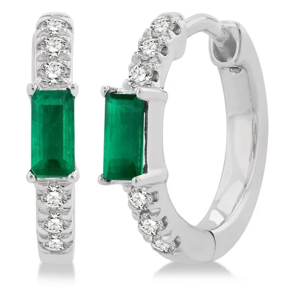 D. Geller Collection 10K Diamond and Emerald Huggie Earrings D. Geller & Son Jewelers Kennesaw, GA