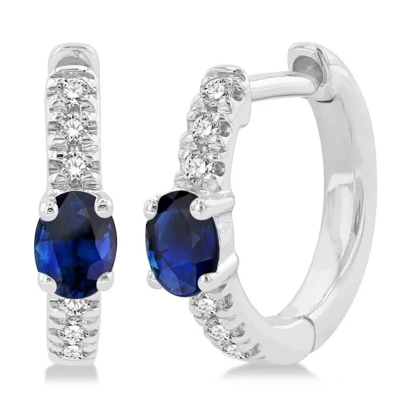 D. Geller Collection 10K Diamond and Sapphire Huggie Earrings D. Geller & Son Jewelers Kennesaw, GA
