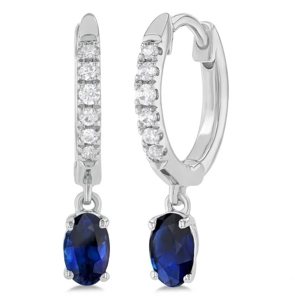 D. Geller Collection 10K Diamond and Sapphire Huggie Earring  D 