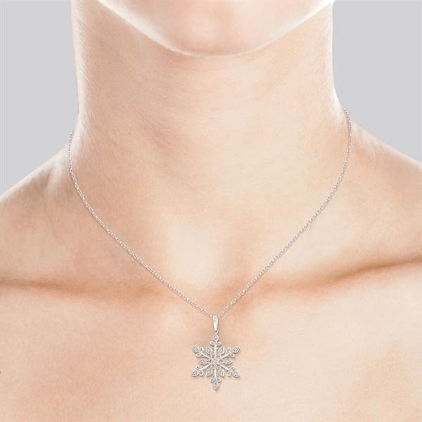 D. Geller Collection Sterling Silver Diamond Snowflake Necklace Image 2 D. Geller & Son Jewelers Kennesaw, GA