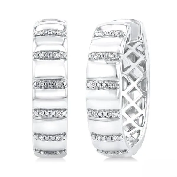 D. Geller Collection Sterling Silver Diamond Hoop Earrings D. Geller & Son Jewelers Kennesaw, GA