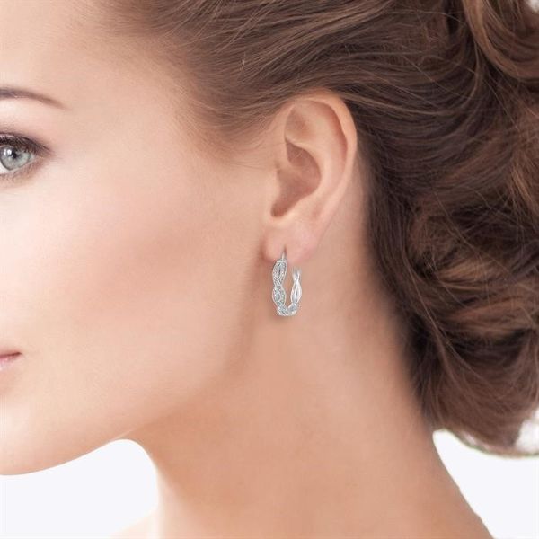 D. Geller Collection Sterling Diamond Hoops Image 2 D. Geller & Son Jewelers Kennesaw, GA