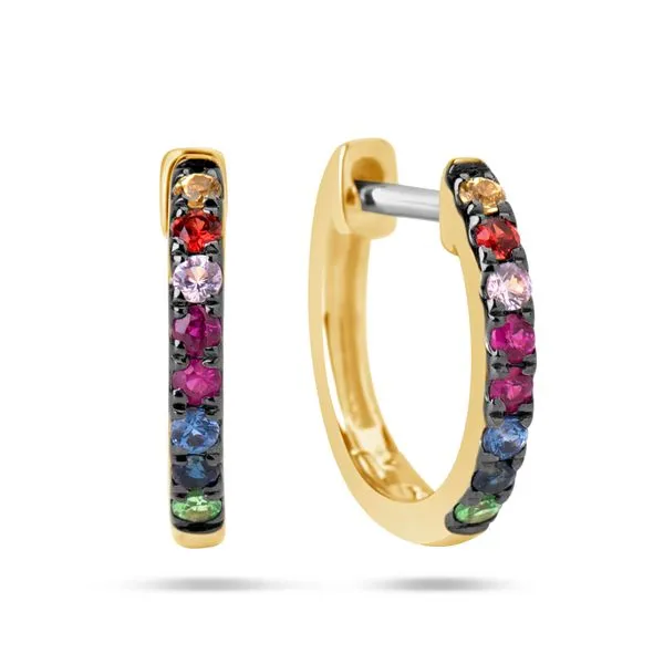 Dilamani 14K Sapphire, Ruby and Tsavorite Huggie Earrings D. Geller & Son Jewelers Kennesaw, GA