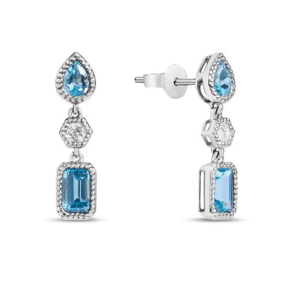 Dilamani 14K Diamond and Swiss Blue Topaz Drop Earrings D. Geller & Son Jewelers Kennesaw, GA