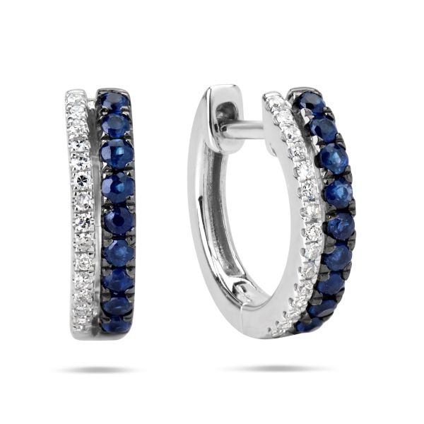 Dilamani 14K Diamond and Sapphire Huggie Earrings D. Geller & Son Jewelers Atlanta, GA