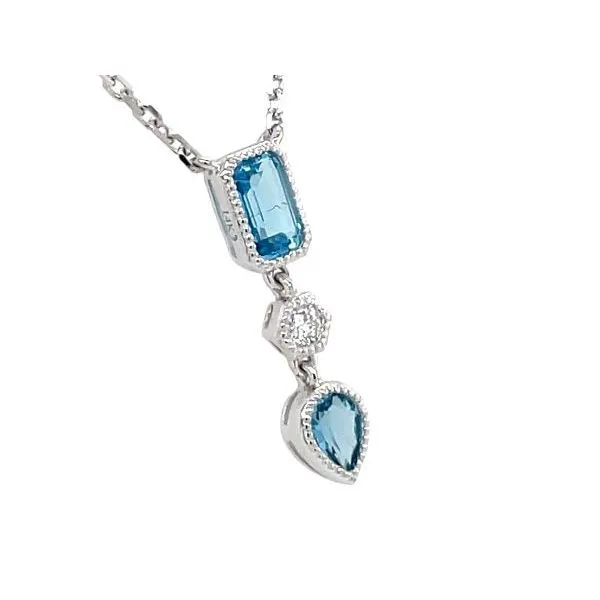 Dilamani 14K Diamond and Swiss Blue Topaz Drop Necklace D. Geller & Son Jewelers Kennesaw, GA