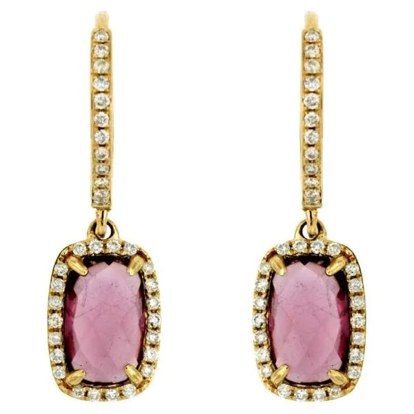D. Geller Collection 14K Diamond and Rhodolite Dangle Earrings D. Geller & Son Jewelers Kennesaw, GA