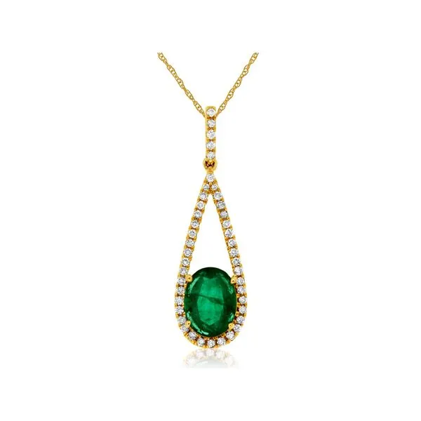 D. Geller Collection 14K Diamond and Emerald Teardrop Necklace D. Geller & Son Jewelers Kennesaw, GA