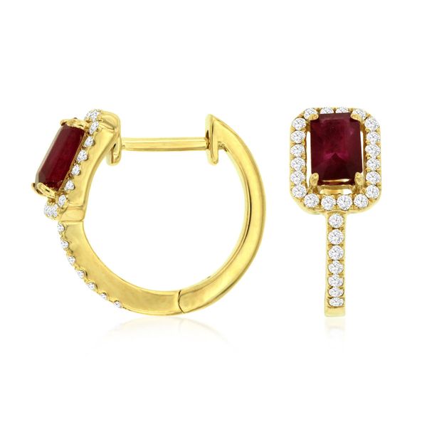 D. Geller Collection 14K Diamond and Ruby Huggie Earrings D. Geller & Son Jewelers Kennesaw, GA