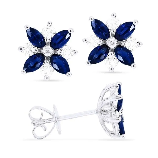 D. Geller Collection 14K Diamond and Sapphire Flower Earrings D. Geller & Son Jewelers Kennesaw, GA