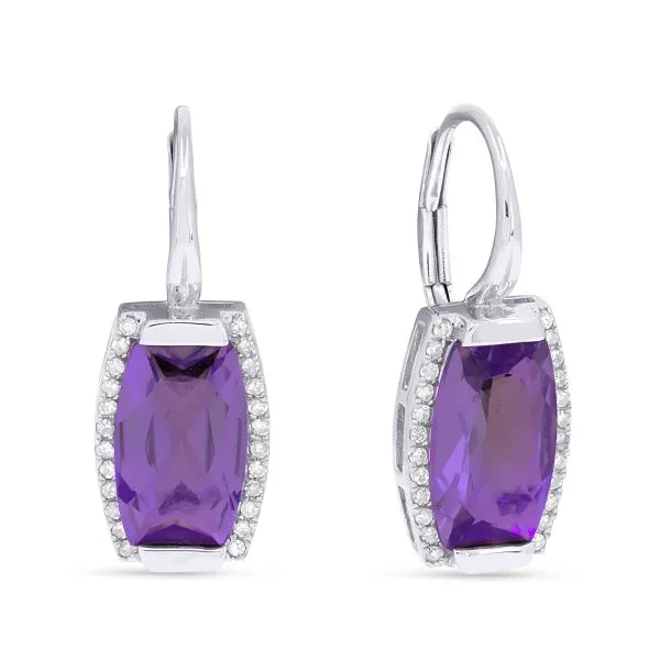 D. Geller Collection 14K Diamond and Amethyst Halo Earrings D. Geller & Son Jewelers Kennesaw, GA