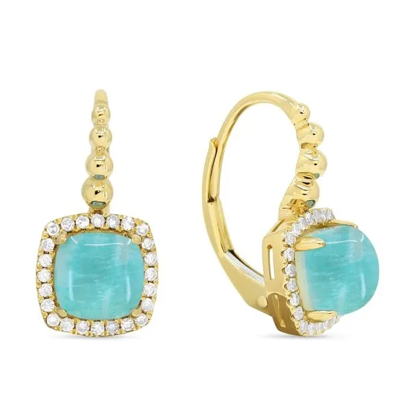 D. Geller Collection 14K Diamond and Amazonite Halo Earrings D. Geller & Son Jewelers Kennesaw, GA