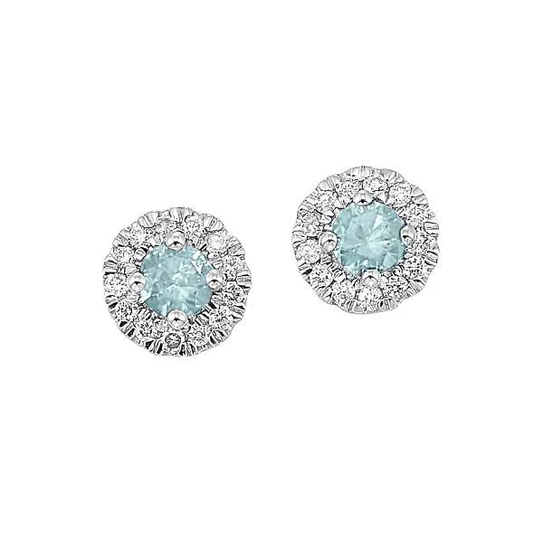 D. Geller Collection 10K Diamond and Aquamarine Halo Earrings D. Geller & Son Jewelers Kennesaw, GA