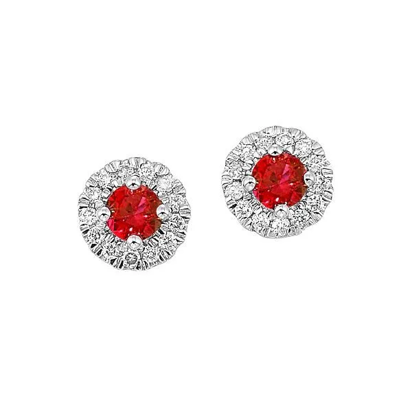 D. Geller Collection 10K Diamond and Garnet Halo Earrings D. Geller & Son Jewelers Kennesaw, GA
