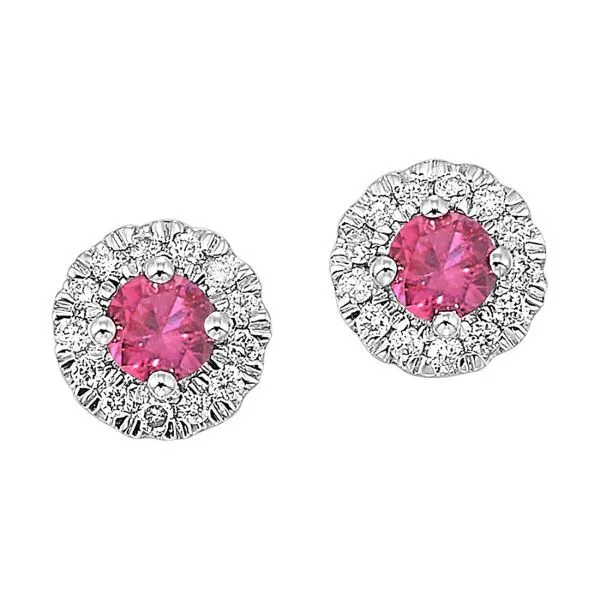 D. Geller Collection 10K Diamond and Pink Sapphire Halo Earrings D. Geller & Son Jewelers Kennesaw, GA