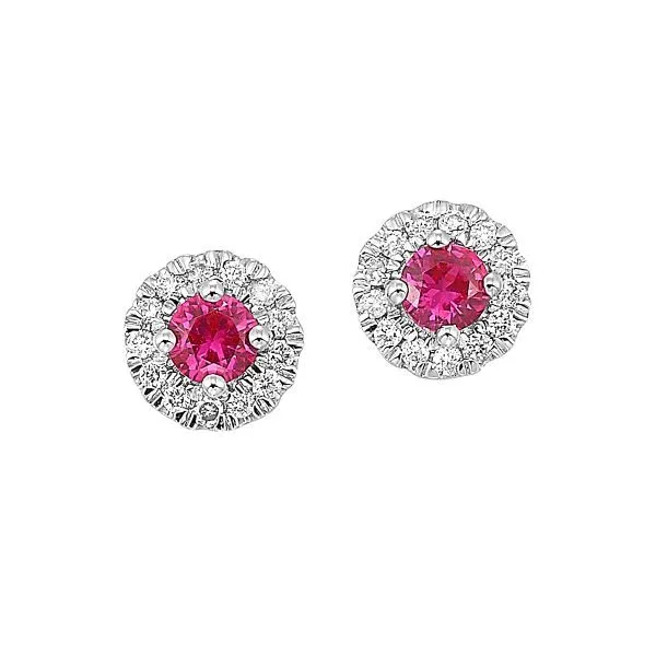 D. Geller Collection 10K Diamond and Ruby Halo Earrings D. Geller & Son Jewelers Kennesaw, GA