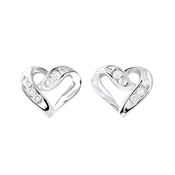 D. Geller Collection Sterling Silver Diamond Heart Earrings D. Geller & Son Jewelers Atlanta, GA