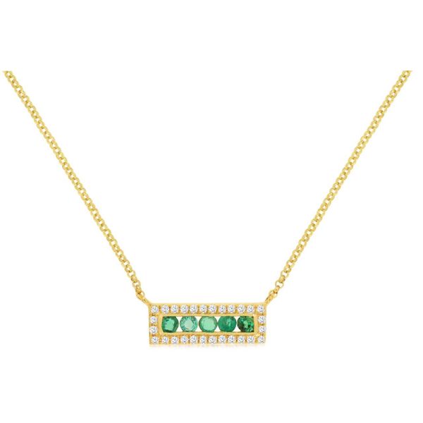 D. Geller Collection 14K Diamond and Emerald Bar Necklace D. Geller & Son Jewelers Kennesaw, GA