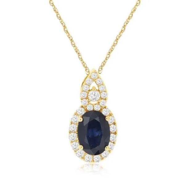 D. Geller Collection 14K Diamond and Sapphire Halo Necklace D. Geller & Son Jewelers Kennesaw, GA