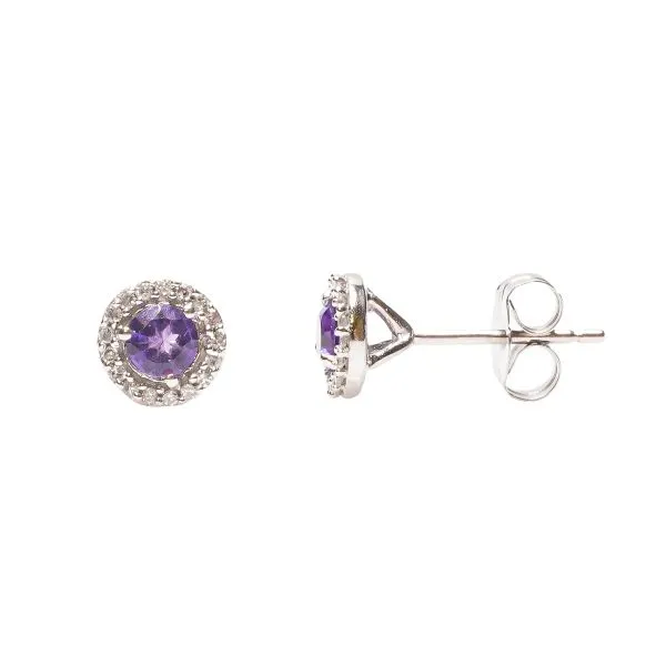 D. Geller Collection 14K Diamond and Amethyst Halo Earrings D. Geller & Son Jewelers Atlanta, GA