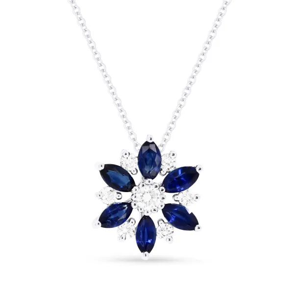D. Geller Collection 14K Diamond and Sapphire Flower Necklace D. Geller & Son Jewelers Kennesaw, GA