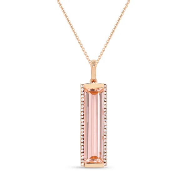 D. Geller Collection 14K Diamond and Morganite Bar Necklace D. Geller & Son Jewelers Kennesaw, GA