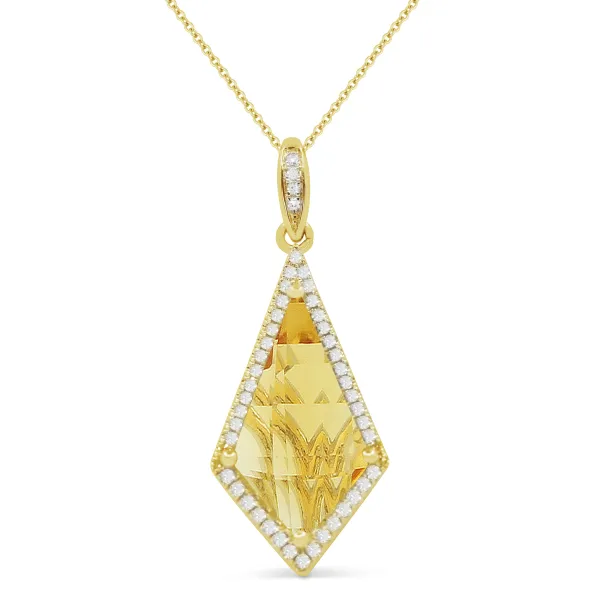 D. Geller Collection 14K Diamond and Citrine Halo Necklace D. Geller & Son Jewelers Kennesaw, GA