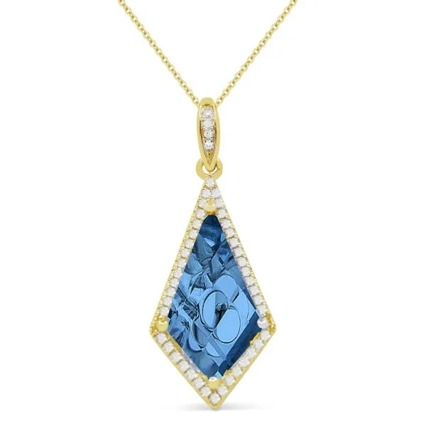D. Geller Collection 14K Diamond and London Blue Topaz Halo Necklace D. Geller & Son Jewelers Kennesaw, GA