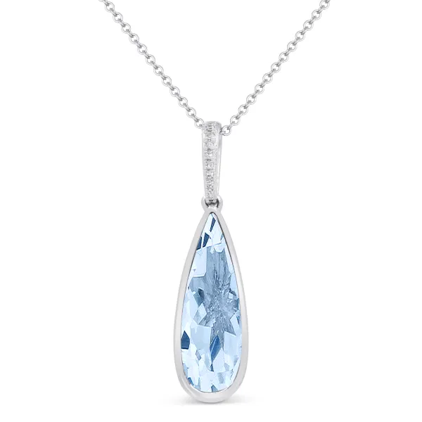 D. Geller Collection 14K Diamond Blue Topaz Teardrop Necklace D. Geller & Son Jewelers Kennesaw, GA