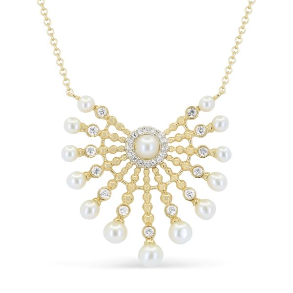 D. Geller Collection 14K Diamond and Pearl Necklace D. Geller & Son Jewelers Kennesaw, GA