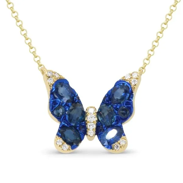 D. Geller Collection 14K Diamond and Sapphire Butterfly Necklace D. Geller & Son Jewelers Kennesaw, GA