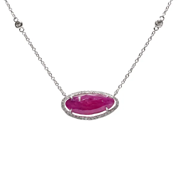 D. Geller Collection 14K Diamond and Ruby Halo Necklace D. Geller & Son Jewelers Atlanta, GA