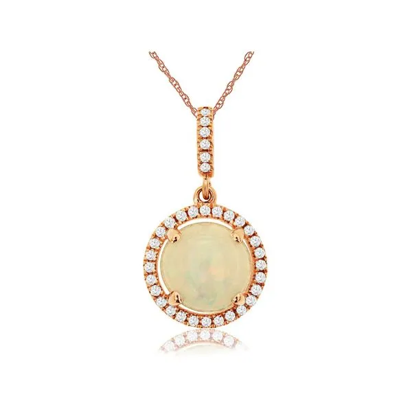 D. Geller Collection 14K Diamond and Opal Halo Necklace D. Geller & Son Jewelers Kennesaw, GA