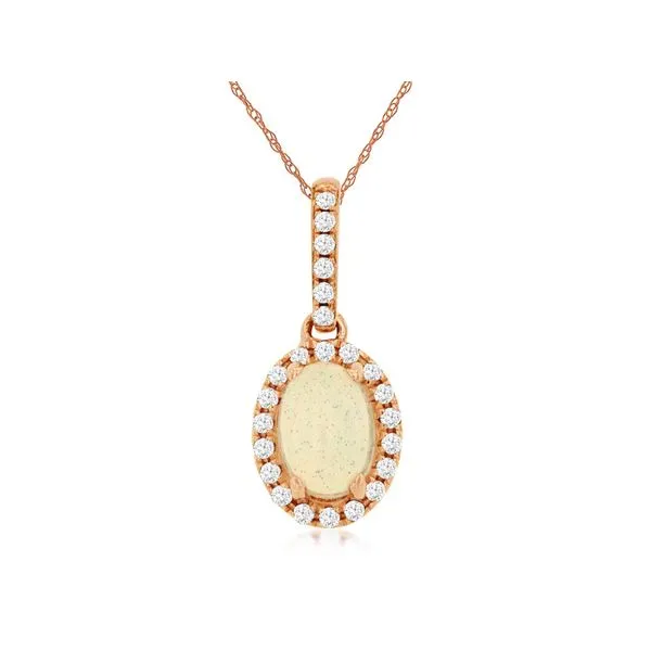 D. Geller Collection 14K Diamond and Opal Halo Necklace D. Geller & Son Jewelers Kennesaw, GA