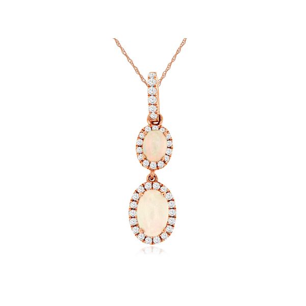 D. Geller Collection 14K Diamond and Opal Halo Necklace D. Geller & Son Jewelers Atlanta, GA