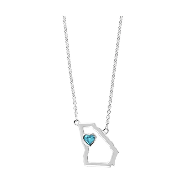 D. Geller Collection Sterling Silver Aquamarine Heart in Georgia Necklace D. Geller & Son Jewelers Kennesaw, GA