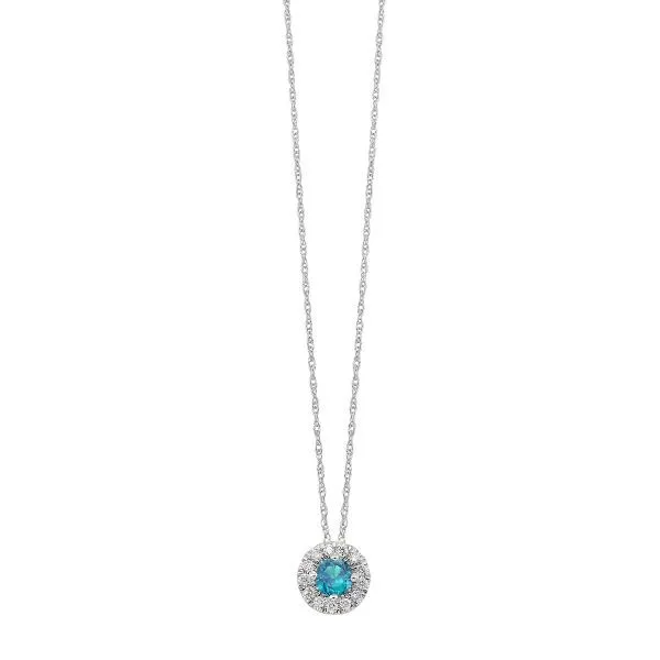 D. Geller Collection 10K Diamond and Blue Topaz Halo Necklace D. Geller & Son Jewelers Kennesaw, GA