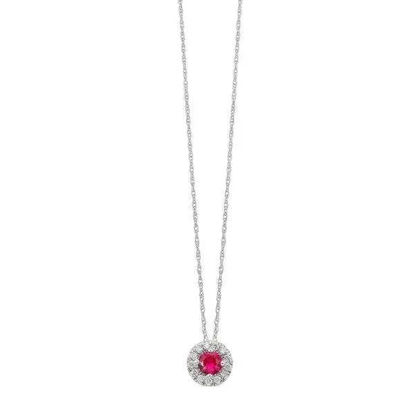 D. Geller Collection 10K Diamond and Ruby Halo Necklace D. Geller & Son Jewelers Kennesaw, GA