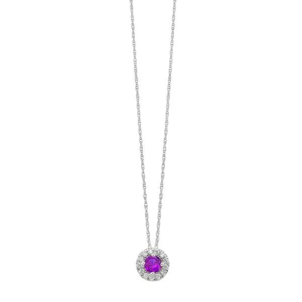D. Geller Collection 10K Diamond and Amethyst Halo Necklace D. Geller & Son Jewelers Kennesaw, GA