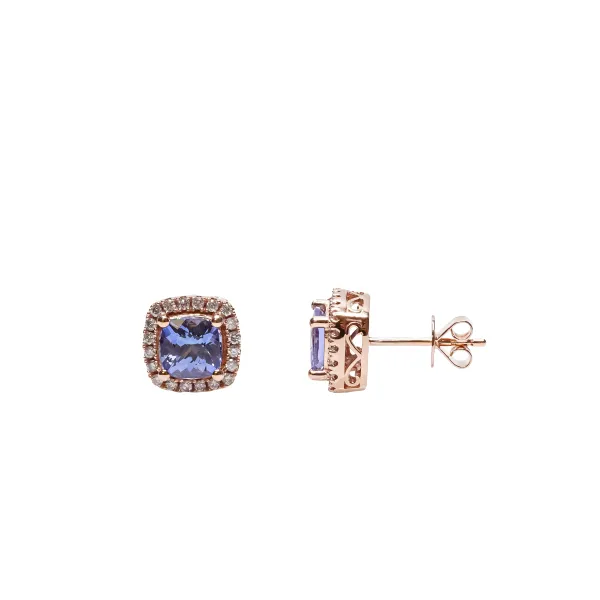 D. Geller Collection 14K Diamond and Tanzanite Halo Earrings D. Geller & Son Jewelers Atlanta, GA