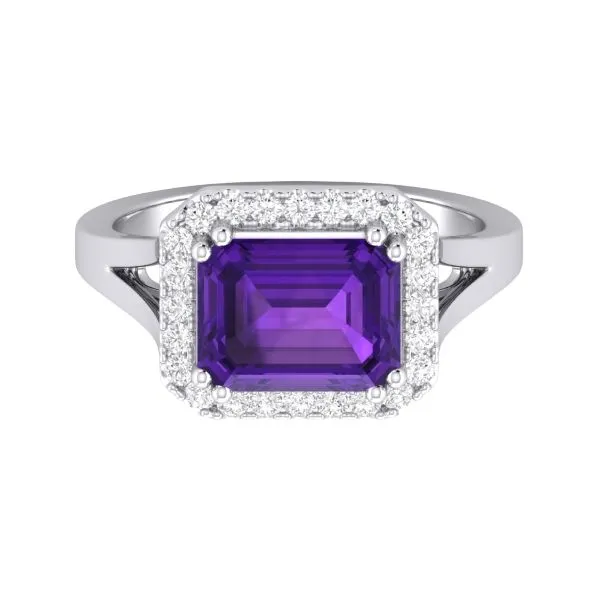 D. Geller Collection 14K Diamond and Amethyst Halo Ring D. Geller & Son Jewelers Atlanta, GA