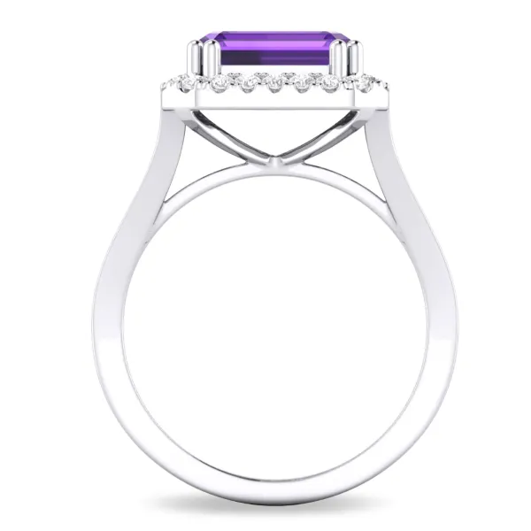 D. Geller Collection 14K Diamond and Amethyst Halo Ring Image 2 D. Geller & Son Jewelers Atlanta, GA