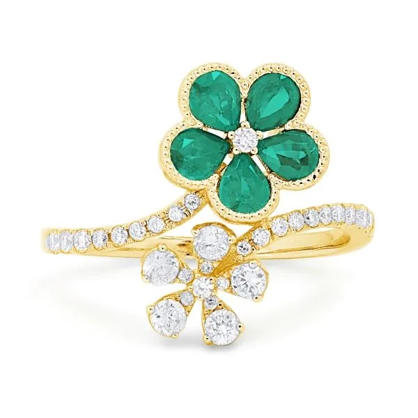 D. Geller Collection 14K Diamond and Emerald Flower Ring D. Geller & Son Jewelers Kennesaw, GA