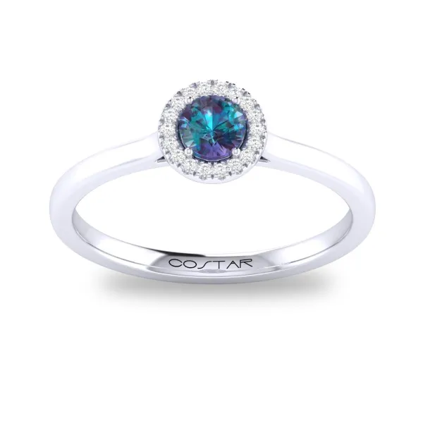 D. Geller Collection 10K Diamond and Alexandrite Halo Ring D. Geller & Son Jewelers Atlanta, GA