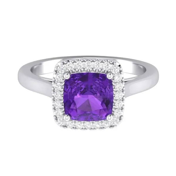 D. Geller Collection 14K Diamond and Amethyst Halo Ring D. Geller & Son Jewelers Atlanta, GA
