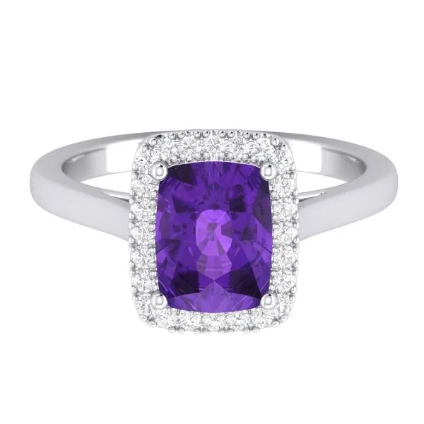 D. Geller Collection 14K Diamond and Amethyst Halo Ring D. Geller & Son Jewelers Atlanta, GA