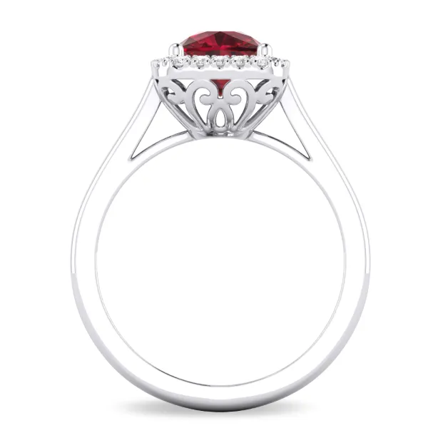 D. Geller Collection 14K Diamond and Garnet Halo Ring Image 2 D. Geller & Son Jewelers Atlanta, GA