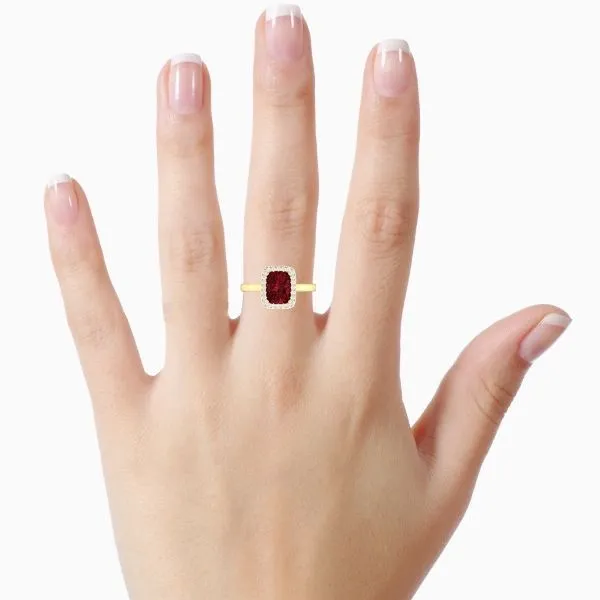 D. Geller Collection 14K Diamond and Garnet Halo Ring Image 3 D. Geller & Son Jewelers Atlanta, GA
