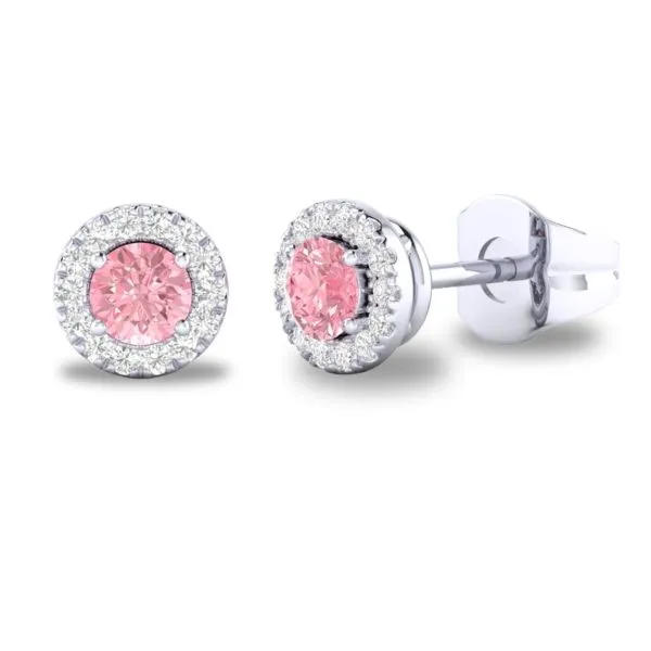 D. Geller Collection 10K Diamond and Pink Tourmaline Halo Earrings D. Geller & Son Jewelers Atlanta, GA